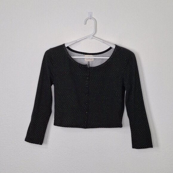 Pins & Needles Polka Dot Crop Top Sz M Button Front Rockabilly Retro Pin Up - Picture 1 of 14